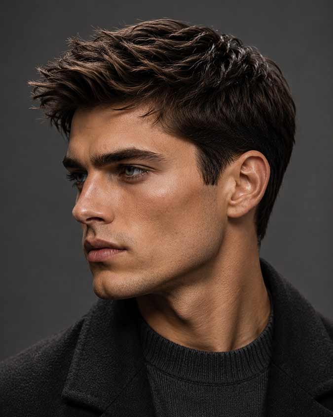 capelli castani corti. short brown hair.